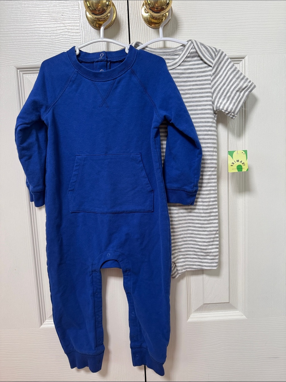 Set of 2 Primary Baby romper Blue and striped One-Piece 18-24 months NWT